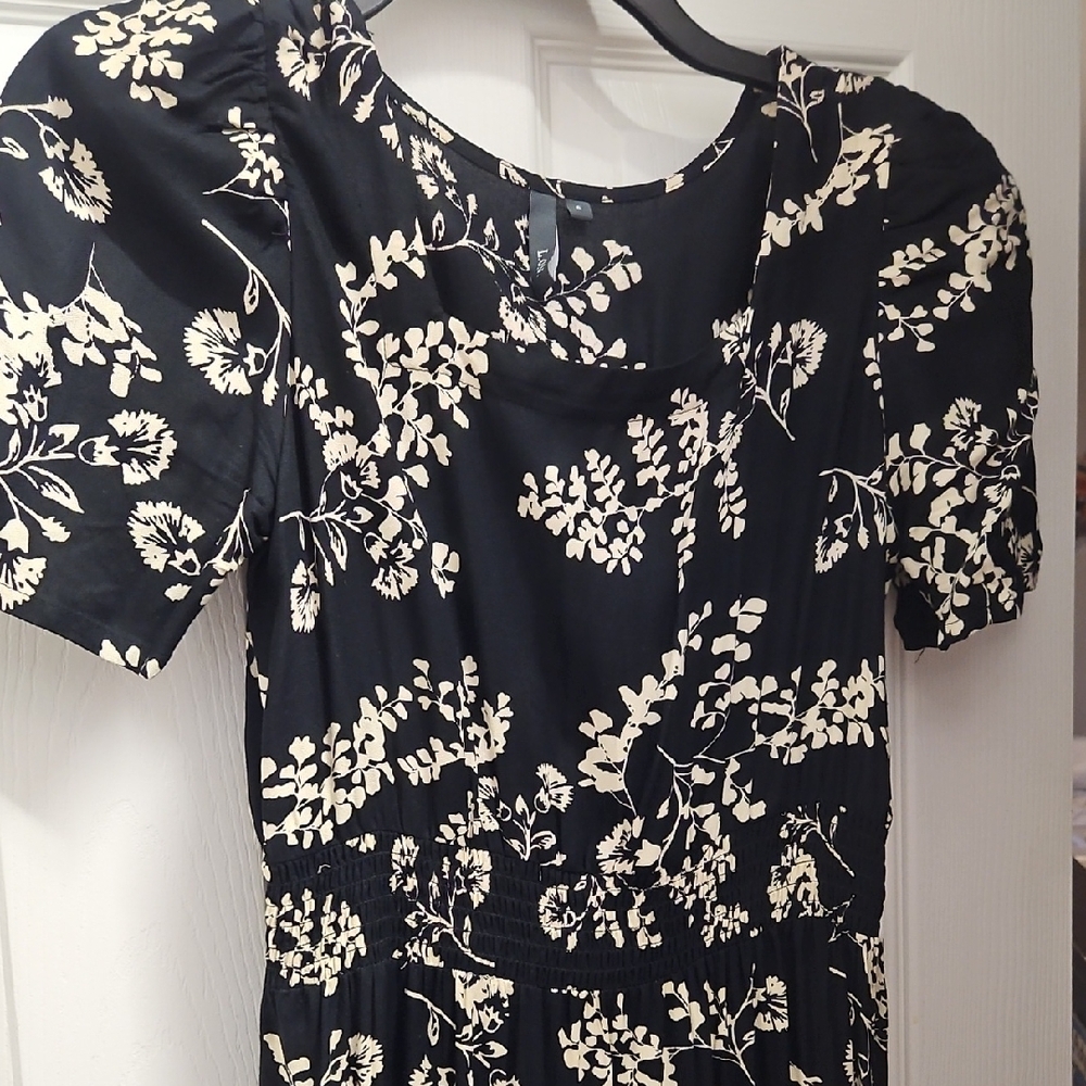 Floral Black and White Dress